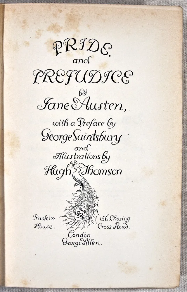 Jane Austen gifts: the illustrated 1894 Peacock edition of Pride and Prejudice, title page by Hugh Thomson