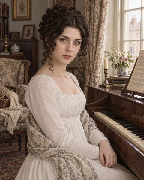 Regency portrait as Jane Fairfax, The Mystery Pianoforte