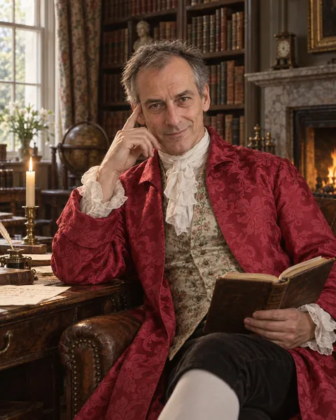 Mr Bennet portrait in his library at Longbourn