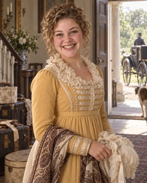 Lydia Bennet, youngest of the Bennet sisters, Regency portrait off to Brighton