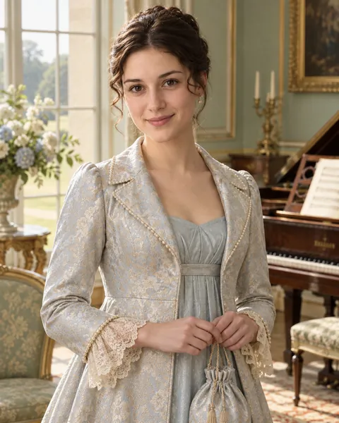 Regency portrait as Georgiana Darcy, At the Pianoforte