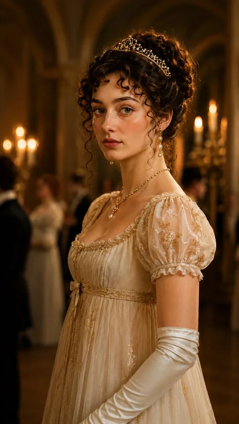 A Regency lady at a candlelit ball